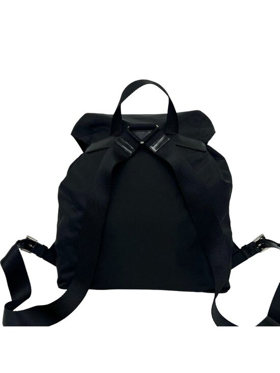 Prada Triangle Logo Tessuto Nylon Leather Backpack Black main image 7